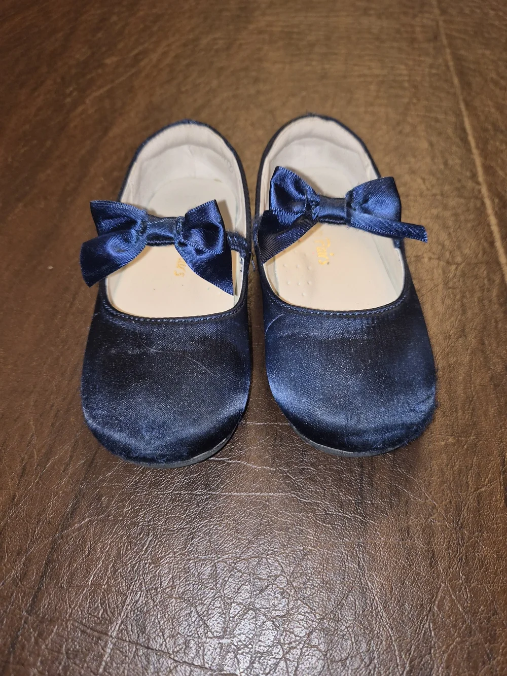 Dream Pairs Navy Velvet Mary Jane Shoes for Toddlers Ballerina Bow Flats Sz 7